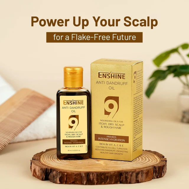 Enshine Anti-Dandruff Hair Oil 60ml | Ayurvedic Hair Oil with Neem, Tea Tree, Aloe Vera & Rosemary | Reduces Dandruff, Itch & Dry Scalp | Nourishes Hair Naturally