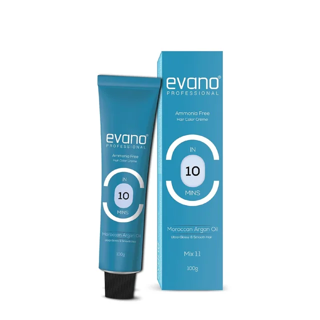 Evano Professional Creme Hair Colour Black 100g | Ammonia-Free Formula | 100% Grey Coverage in 10 Minutes | Long-Lasting Salon Quality Hair Color for Women & Men