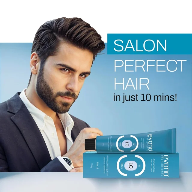 Evano Professional Creme Hair Colour Black 100g | Ammonia-Free Formula | 100% Grey Coverage in 10 Minutes | Long-Lasting Salon Quality Hair Color for Women & Men