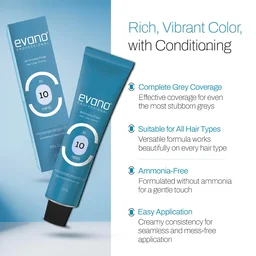 Evano Professional Creme Hair Colour Black 100g | Ammonia-Free Formula | 100% Grey Coverage in 10 Minutes | Long-Lasting Salon Quality Hair Color for Women & Men