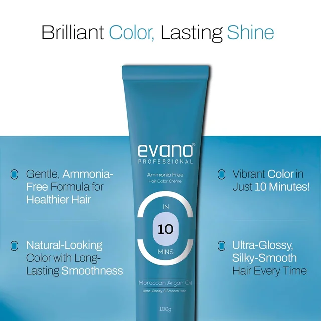Evano Professional Creme Hair Colour Black 100g | Ammonia-Free Formula | 100% Grey Coverage in 10 Minutes | Long-Lasting Salon Quality Hair Color for Women & Men