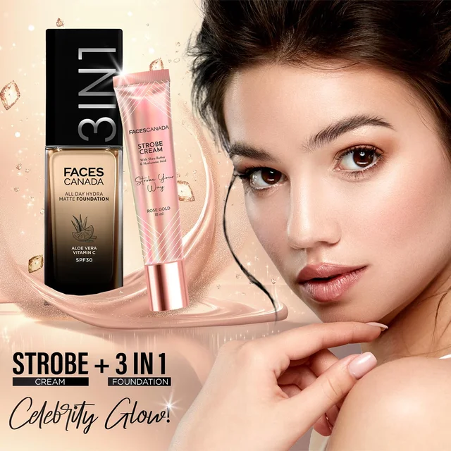 Faces Canada All Day Hydra Matte Liquid Foundation 30ml, Golden Beige 032 | 3-in-1 Foundation + Moisturizer + SPF 30 | Aloe Hydration, Vitamin C, 10Hr Long Wear Coverage