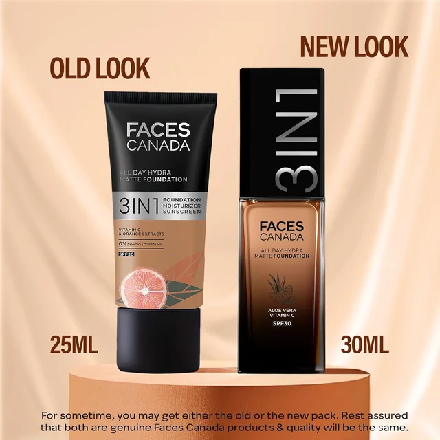 Faces Canada All Day Hydra Matte Liquid Foundation 30ml, Warm Sand 042 | 3-in-1 Foundation + Moisturizer + SPF 30 | Aloe Hydration, Vitamin C, 10Hr Long Wear Coverage