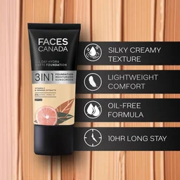 Faces Canada All Day Hydra Matte Liquid Foundation 30ml, Absolute Ivory 012 | 3-in-1 Foundation + Moisturizer + SPF 30 | Aloe Hydration, Vitamin C, 10Hr Long Wear Coverage