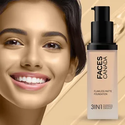 Faces Canada Flawless Matte Foundation Soft Sand 041 Shade 30ml | 3-in-1 Foundation, Moisturizer & Concealer | SPF 18 | 12Hr Hydration | HD Matte Coverage | Lightweight Anti-Ageing