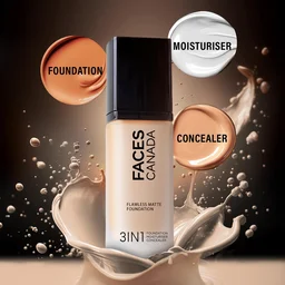 Faces Canada Flawless Matte Foundation Absolute Ivory 012 Shade 30ml | 3-in-1 Foundation, Moisturizer & Concealer | SPF 18 | 12Hr Hydration | HD Matte Coverage | Lightweight Anti-Ageing