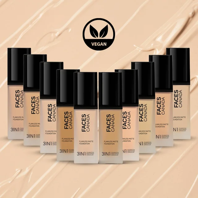Faces Canada Flawless Matte Foundation Absolute Ivory 012 Shade 30ml | 3-in-1 Foundation, Moisturizer & Concealer | SPF 18 | 12Hr Hydration | HD Matte Coverage | Lightweight Anti-Ageing