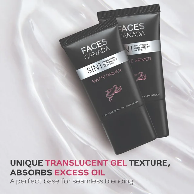 Faces Canada Matte Primer 30g | Oil-Free Matte Finish | Lightweight Gel Face Primer | Smoothens & Moisturizes Skin | With Niacinamide, Hyaluronic Acid & Vitamins | No Alcohol & Parabens