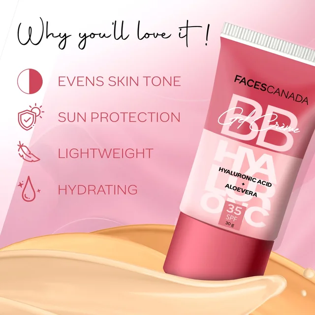 Faces Canada SPF 35 BB Gel Cr�me Light Vanilla 30g | Multitasking BB Cream | Even Skin Tone, Instant Glow | Smooth Matte Finish | Hydrating, Lightweight & Non-Sticky