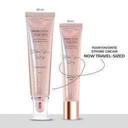 Faces Canada Strobe Cream 18ml Rose Gold | Primer + Highlighter + Moisturizer | With Shea Butter & Hyaluronic Acid | Intense Hydration | Radiant Dewy Glow
