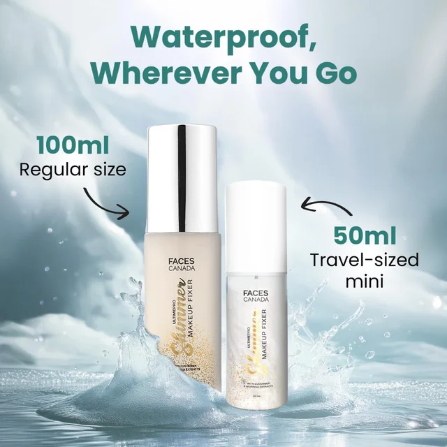 Faces Canada Ultime Pro Shimmer Makeup Fixer 50ml | Long-Lasting Makeup Setting Spray | Glamorous Shimmer Finish | Hydrates & Refreshes Skin | Alcohol-Free