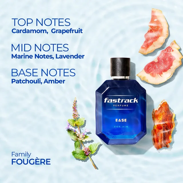 Fastrack Ease Eau de Parfum for Men 100ml | Fresh & Woody Fragrance|Grapefruit | Lavender & Amber | Long-Lasting & Premium Perfume |Casual & Formal Use