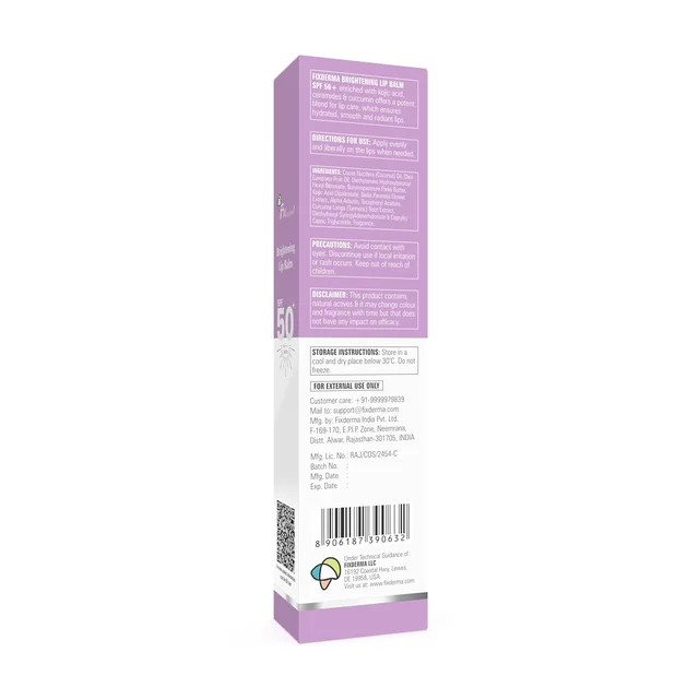 Fixderma Brightening Lip Balm 15ml with SPF 50 PA+++ | 4% Kojic Acid + 2% Alpha Arbutin | Moisturizes, Hydrates & Brightens Pigmented & Dry LipsFor Men & Women Daily Lip Care
