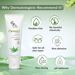 Fixderma Cleovera Aloe Vera Face Wash 75g | Gentle Face Cleanser with Aloe Vera & Vitamin E | Hydrates, Soothes & Nourishes SkinFor Dry Skin & All Skin Types | Men & Women