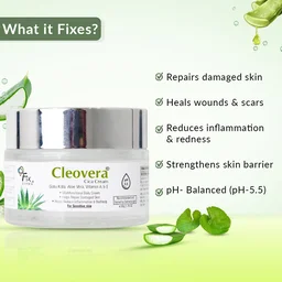 Fixderma Cleovera Cica Cream 50g | Gotu Kola, Aloe Vera, Vitamin A & E | Repairs Damaged Skin, Calms Irritation, Nourishes Dry & Sensitive Skin | Daily Barrier Strengthening Cream
