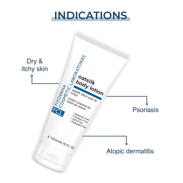 Fixderma Cosmetics Laboratories Fixderma Cosmetic LaboratoriesOatsilk Body Lotion 200ml For Dry & Rough Skin | Intensely Moisturizing Lotion | Long Lasting Hydration | Nourishes & Soothes Skin | Reduces Itching