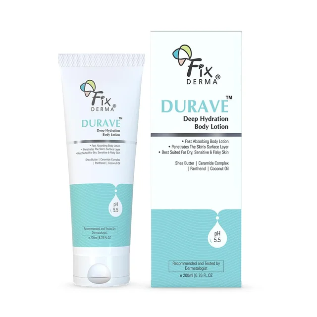 Fixderma Durave Deep Hydration Body Lotion 200ml | Intense Moisturizing Body Lotion for Dry & Normal Skin | Nourishes, Softens, Smoothens & Hydrates Skin | Men & Women | Daily Body Moisturizer