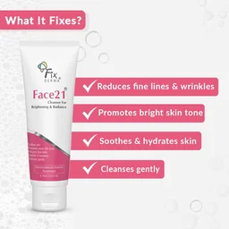 Fixderma Face21 Cleanser 75ml | Skin Brightening Cleanser | Removes Dead Cells, Pigmentation, Fine Lines & Wrinkles | Evens Skin Tone | Exfoliating Face Cleanser for Men & Women