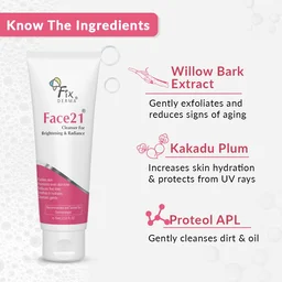 Fixderma Face21 Cleanser 75ml | Skin Brightening Cleanser | Removes Dead Cells, Pigmentation, Fine Lines & Wrinkles | Evens Skin Tone | Exfoliating Face Cleanser for Men & Women