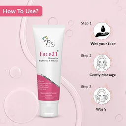 Fixderma Face21 Cleanser 75ml | Skin Brightening Cleanser | Removes Dead Cells, Pigmentation, Fine Lines & Wrinkles | Evens Skin Tone | Exfoliating Face Cleanser for Men & Women