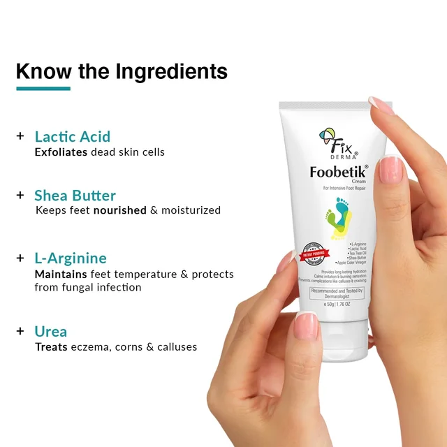 Fixderma Foobetik Cream | For Intensive foot Repair | For Dry & Cracked Feet | Soothe & Protect Diabetic Feet | Hydration for dry cracked feet | Non-greasy foot cream | Softens rough skin | Heel Repair | Paraben Free | 50g