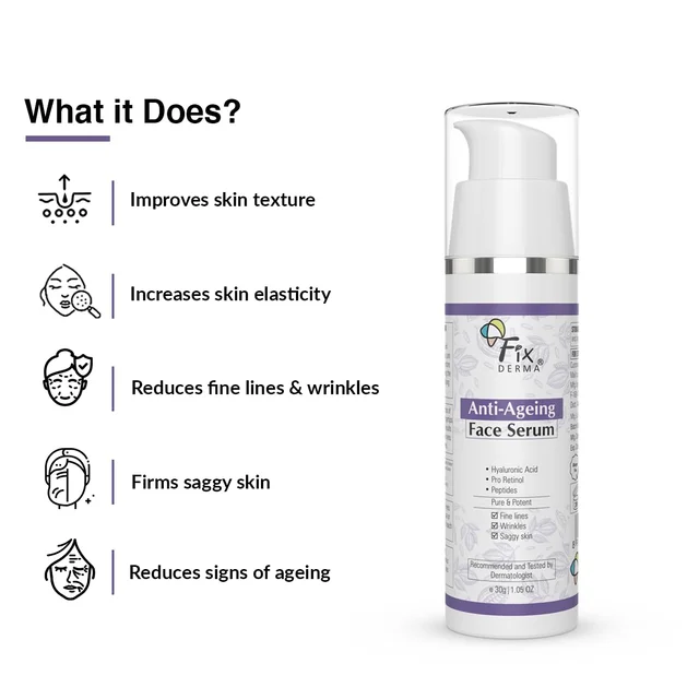 Fixderma Hyaluronic Acid Serum 30g with Pro Retinol | Anti Ageing Face Serum for Fine Lines & Wrinkles | Deep HydrationFirming | Suitable for All Skin Types