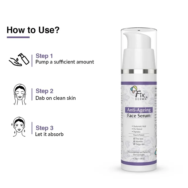 Fixderma Hyaluronic Acid Serum 30g with Pro Retinol | Anti Ageing Face Serum for Fine Lines & Wrinkles | Deep HydrationFirming | Suitable for All Skin Types