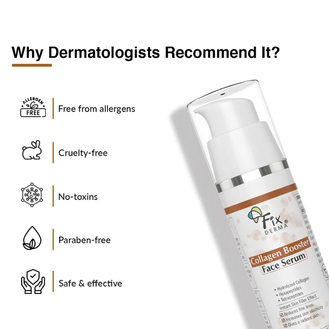 Fixderma Hydrolyzed Collagen Booster Face Serum 30g | Reduces Fine Lines & Wrinkles | Improves Firmness, Elasticity & Smoothness | Collagen Serum for Men & Women | All Skin Types