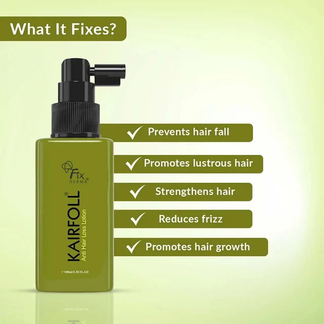 Fixderma Kairfoll Anti Hair Loss Lotion 200ml | Strengthens Hair Roots | Reduces Hair Fall & Breakage | Boosts Hair Density & Regrowth Support | Unisex Hair Treatment
