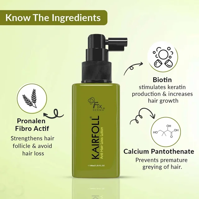 Fixderma Kairfoll Anti Hair Loss Lotion 200ml | Strengthens Hair Roots | Reduces Hair Fall & Breakage | Boosts Hair Density & Regrowth Support | Unisex Hair Treatment