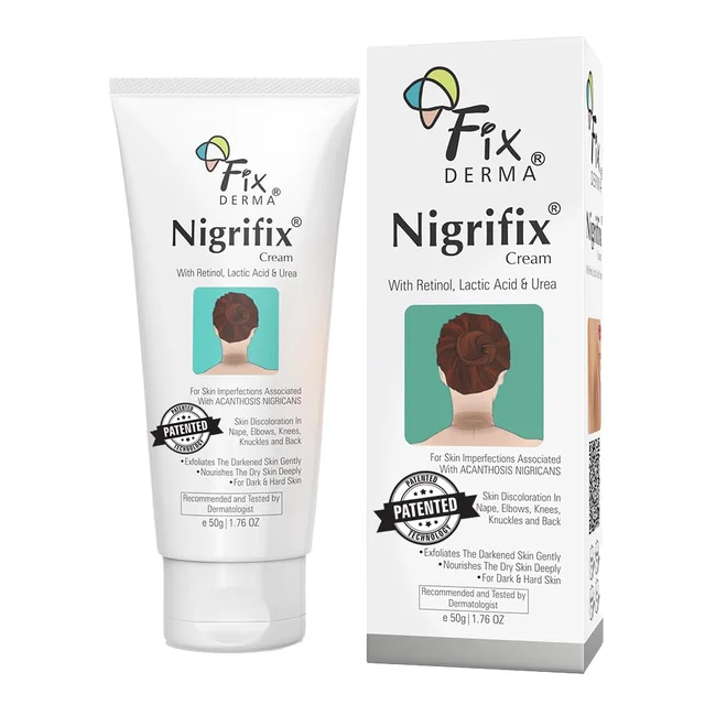 Fixderma Nigrifix Cream for Acanthosis Nigricans 50g | Exfoliating Cream with Lactic Acid & Retinol | Reduces Dark Thick Skin on Neck, Underarms, Knuckles, Elbows & More