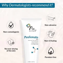 Fixderma Peelonate AHA Face Cleanser 100mlFace Exfoliator | Non-Comedogenic, Non-Irritating | Reduces Rough & Dry Skin | Evens Skin Tone | Gentle Daily Cleanser for Smooth Skin