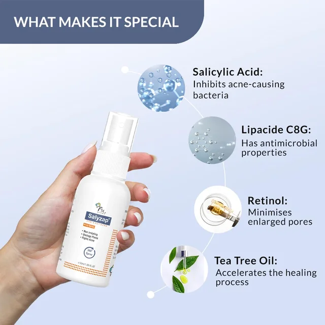 Fixderma Salyzap 2% Salicylic Acid Body Acne Spray For Men & Women 50ml | Targets Back, Shoulder, Neck & Chest Acne | Controls Breakouts, Clears Clogged Pores & Improves Texture