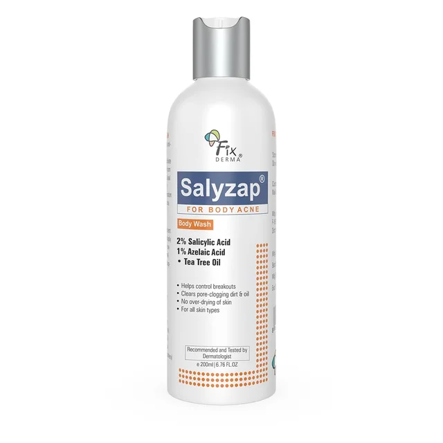Fixderma Salyzap 2% Salicylic Acid Body Acne Spray For Men & Women 200ml | Targets Back, Shoulder, Neck & Chest Acne | Controls Breakouts, Clears Clogged Pores & Improves Texture