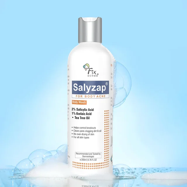 Fixderma Salyzap 2% Salicylic Acid Body Acne Spray For Men & Women 200ml | Targets Back, Shoulder, Neck & Chest Acne | Controls Breakouts, Clears Clogged Pores & Improves Texture