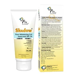 Fixderma Shadow Pore Minimizing Gel Sunscreen 50gm with SPF 50 PA+++ with 4% Niacinamide | Lightweight Non Greasy Sunscreen for Oily & Acne Prone Skin | No White Cast