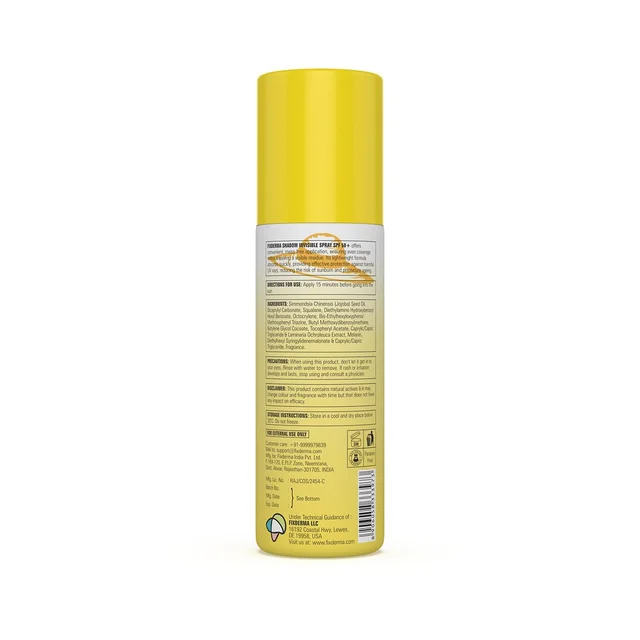 Fixderma Shadow SPF 50+ PA+++ Invisible Spray Sunscreen 50ml| Ultra Lightweight Transparent Fluid Spray | Broad Spectrum UVA & UVB Protection | Water Resistant Body Sunscreen