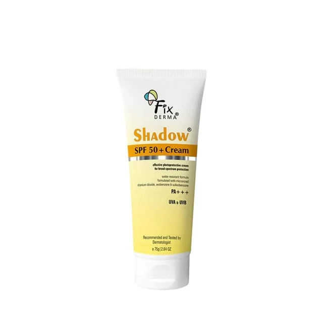 Fixderma Shadow Sunscreen SPF 50+ PA+++ Cream 75gm For BodyFace for Men & Women | Broad Spectrum UVA & UVB Protection | Non Greasy & Water Resistant Sunscreen for Dry Skin