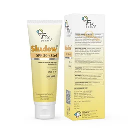 Fixderma Shadow Sunscreen SPF 50+ PA+++ Gel 75g Unisex | Lightweight, Non-Sticky, No White Cast Sunscreen for Oily, Acne Prone & Normal Skin | Broad Spectrum UVA UVB Protection