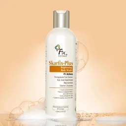 Fixderma Skarfix Plus Brightening Body Wash 200ml with 4% Actives (Kojic Acid, Niacinamide & Vitamin E) | Brightening Shower Gel for Hyperpigmentation, Acne Marks & Uneven Skin Tone