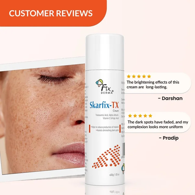Fixderma Skarfix-TX Pigment Correcting Face Cream 30gm for Men & Women with Tranexamic Acid + 2% Kojic Acid + 1% Arbutin | Pigmentation, Dark Spots, Uneven Skin Tone Cream