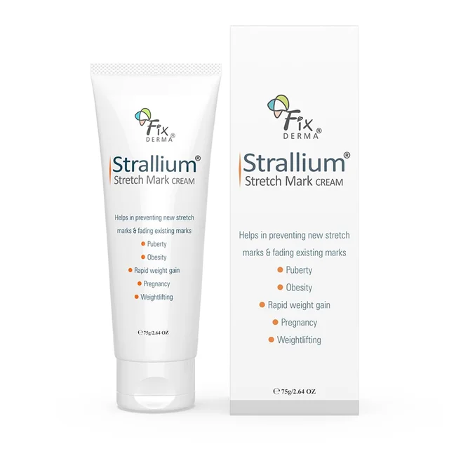 Fixderma Strallium Stretch Mark Cream | Fade and Prevent Stretch Marks | Stretch mark remover for Stomach, thighs & all body parts | Removes Pregnancy , Obesity , Weightlifting , Stretch Marks | 75g