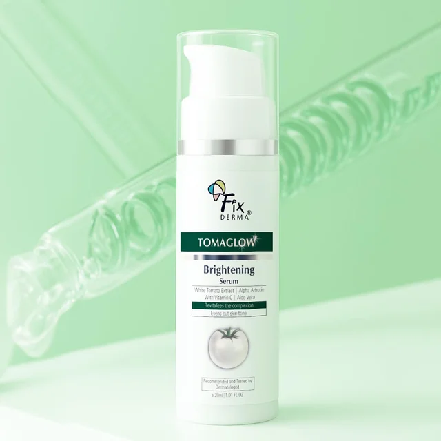 Fixderma TomaGlow Skin Brightening Serum 30ML for Men & Women with White Tomato Extract, Vitamin C, 4% Niacinamide & 2% Alpha Arbutin | Reduces Pigmentation, Dark Spots & Uneven ToneFor Men & Women