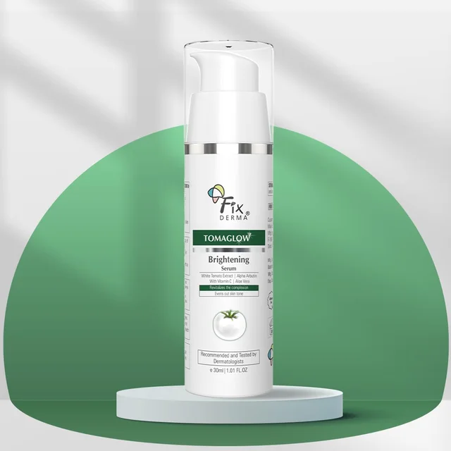 Fixderma TomaGlow Skin Brightening Serum 30ML for Men & Women with White Tomato Extract, Vitamin C, 4% Niacinamide & 2% Alpha Arbutin | Reduces Pigmentation, Dark Spots & Uneven ToneFor Men & Women