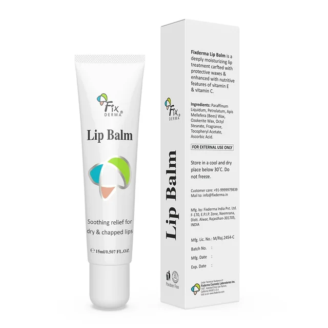 Fixderma Vitamin C & E Lip Balm 15ml for Men & Women | Pigmented & Dry Lips | Softening, Deep Hydration & Nourishment | Brightens Dark Lips & Evens Lip Tone