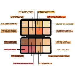 Forever52 Forever 52 16 Color Camouflage Pressed HD Palette | Professional Conceal, Contour & Correct Palette for All Skin Types | Light Weight | Multi-purpose concealer | Easy to blend - CHP002
