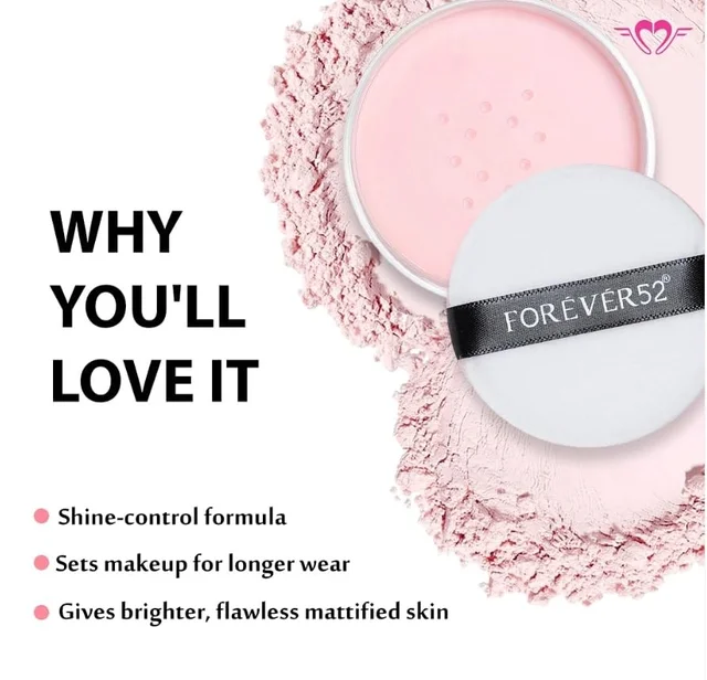 Forever52 Forever 52 Daily Life Deep Bake Translucent Matte Loose Powder | For All Skin Type | Lightweight | Flawless Complexion | Neutralizes Undertones | Cherry Blossom - 007 (7.5g)