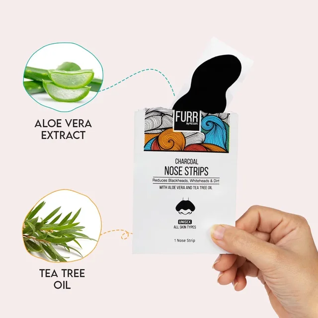 Furr by pee safe FURR by Pee Safe Blackhead Remover Bamboo Charcoal Nose Strips - Pack of 6 | With Aloe Vera & Tea Tree Oil | Deep Cleansing Pore Strips for Blackheads, Whiteheads, Dirt & Oil Removal