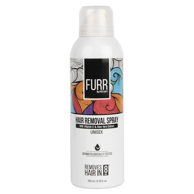 Furr by pee safe Furr Hair Removal Spray for Men & Women 200ml | Painless Hair Removal in 8 Minutes | Enriched with Aloe Vera & Vitamin E | Smooth, Soft & Hair-Free Skin for All Body Areas