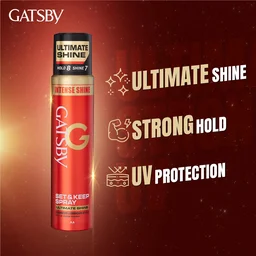 Gatsby Set & Keep Hair Spray Ultimate Shine, 250ml | Maximum Hold & Luminous Finish | UV Protection & Non-Sticky | Residue-Free Styling | Long-Lasting & Dermatologically Tested | Compact Size